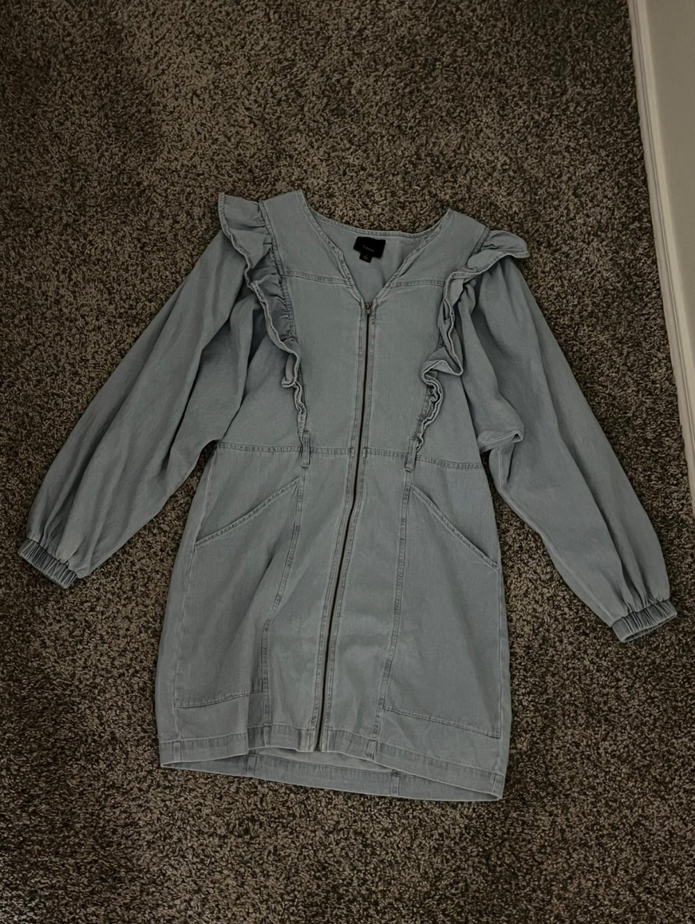 Light Blue Ruffled Zip-Up Jacket - Picture 3 of 3
